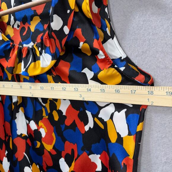 Nine West Sleeveless Artsy Abstract Painted Floral Medium Tunic Top Modern Boho - Picture 7 of 7